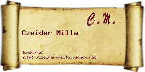 Czeider Milla névjegykártya